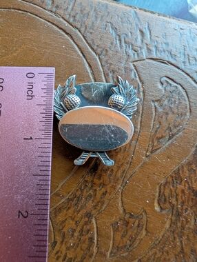 Vintage Sterling KAAG Golf Clubs Blank Monogram Brooch Pin
